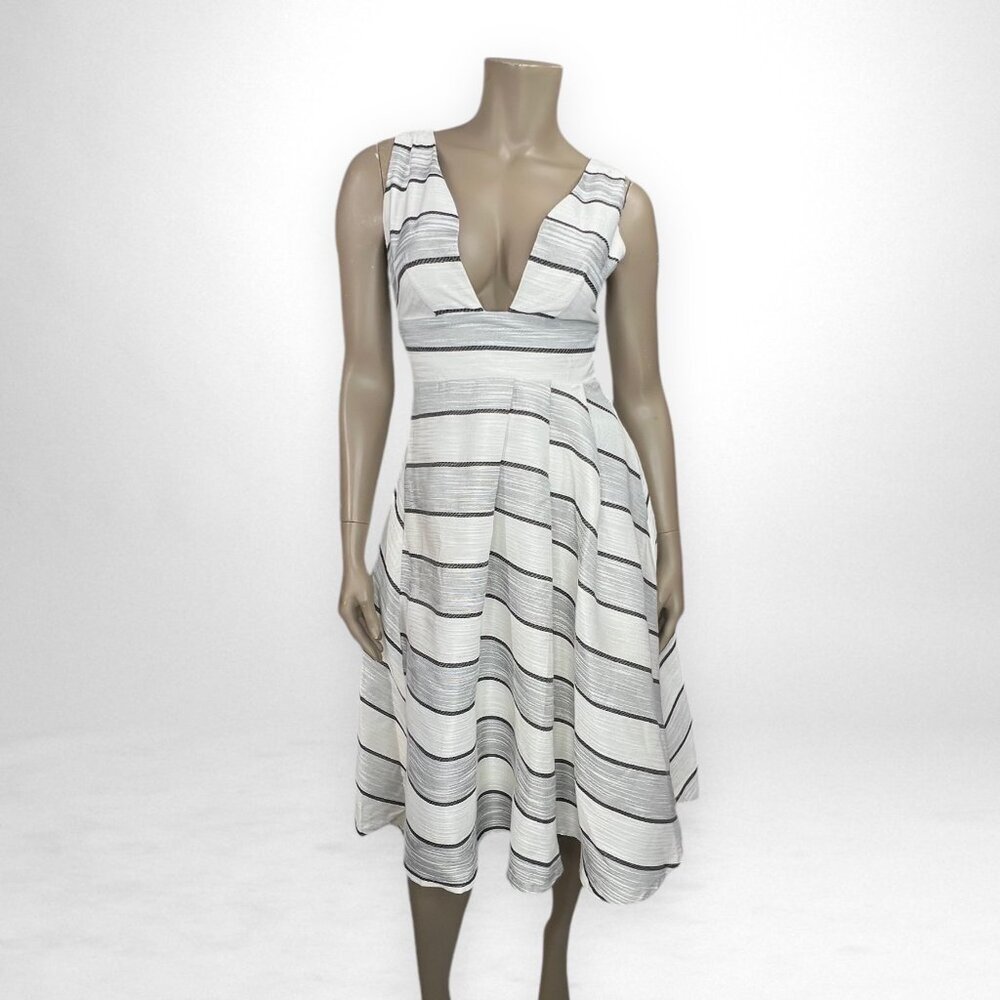 NWT L'ATISTE Striped Hi-Lo Midi Sleeveless Dress S